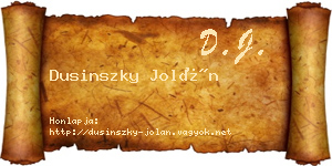 Dusinszky Jolán névjegykártya